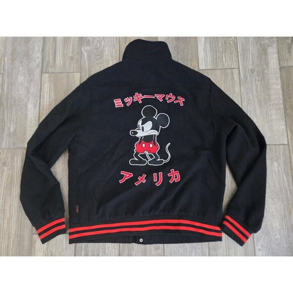 Disney x Forever 21 Mickey Mouse Button up Black Varsity Bomber Jacket Size XL - Picture 9 of 14